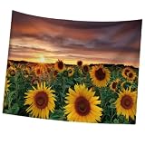 Sonnenblumen Wandteppich aus Polyester als Strandtuch und Wanddecke