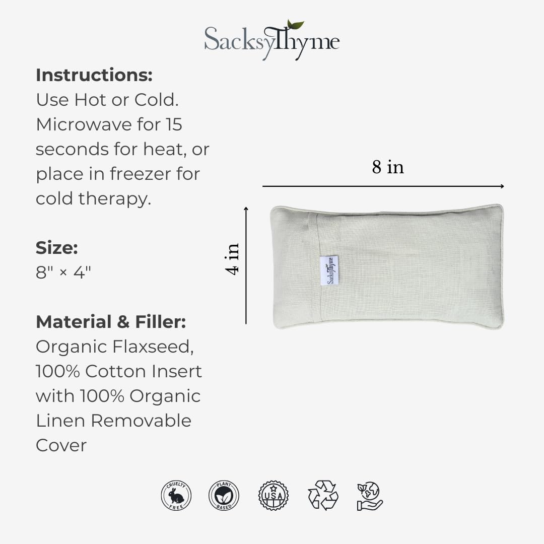 Sacksy Thyme Coussin pour les yeux en lin bio – Spécialement conçu pour la relaxation, le yoga, le soulagement du stress – Coussin chauffant et compresse froide – Fabriqué aux États-Unis – Cadeaux