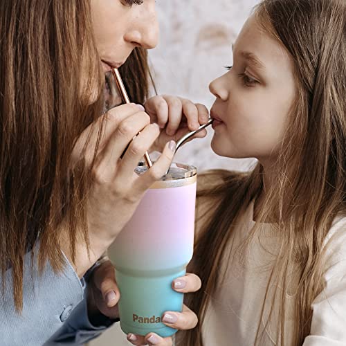 Pandaria Insulated Tumblers With Lids And Straws, Double Wall Stainless Steel Tumbler With Straw, Reusable Spill Proof Tumbler 30 Oz, Perfect For Iced Coffee, Tea & More - Mermaids #TOP6