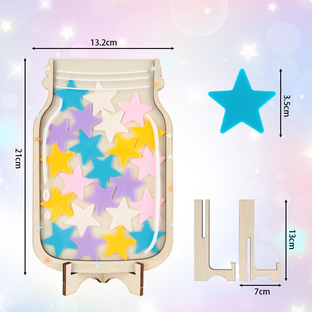 Pot De Récompense Étoiles – Star Jar En Bois & Acrylique 25 X 17 Cm – Tableau Bon Comportement Enfant, Maison & École
