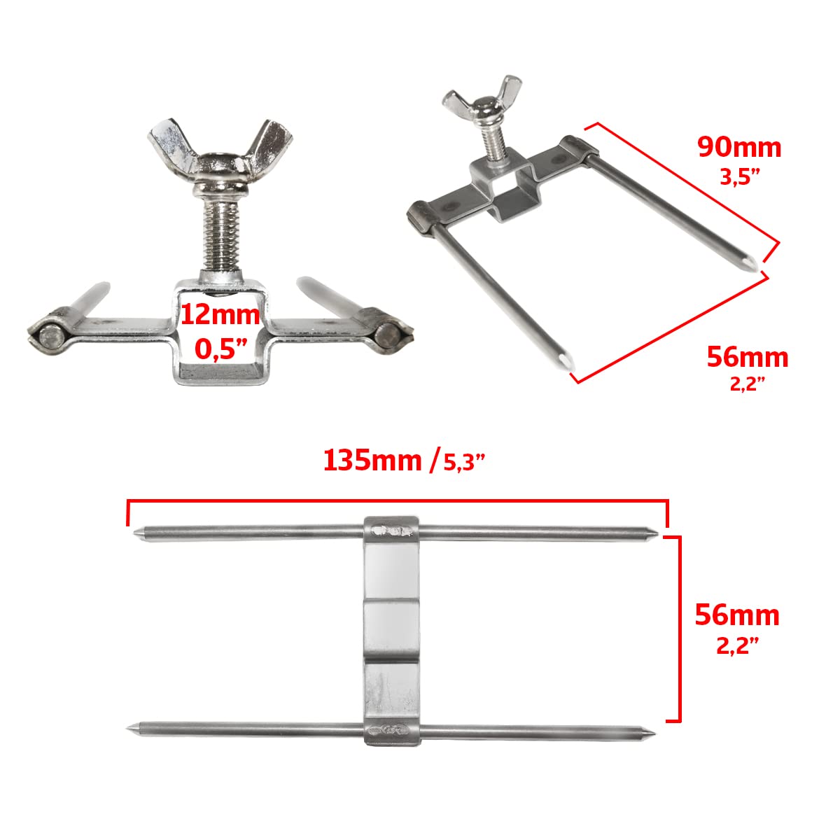 GOLDMAN SERVICE Spiedi per Girarrosto di Polli in Acciaio. Utensile forchetta tenedor per girarrosti professionali. Ricambio universale per spade da 12mm (10 Pezzi)