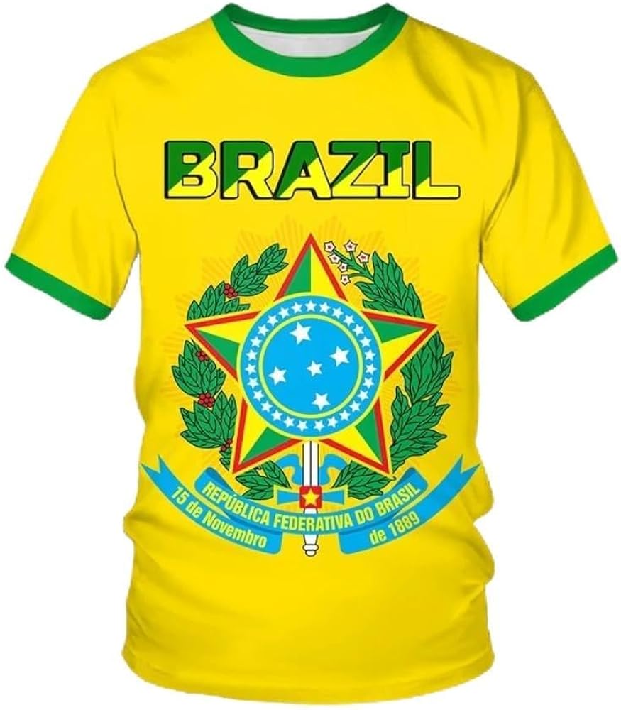 Brazil Flag 3D T Shirt Men/Women Casual Round Neck Short Sleeve Sports T-shirt