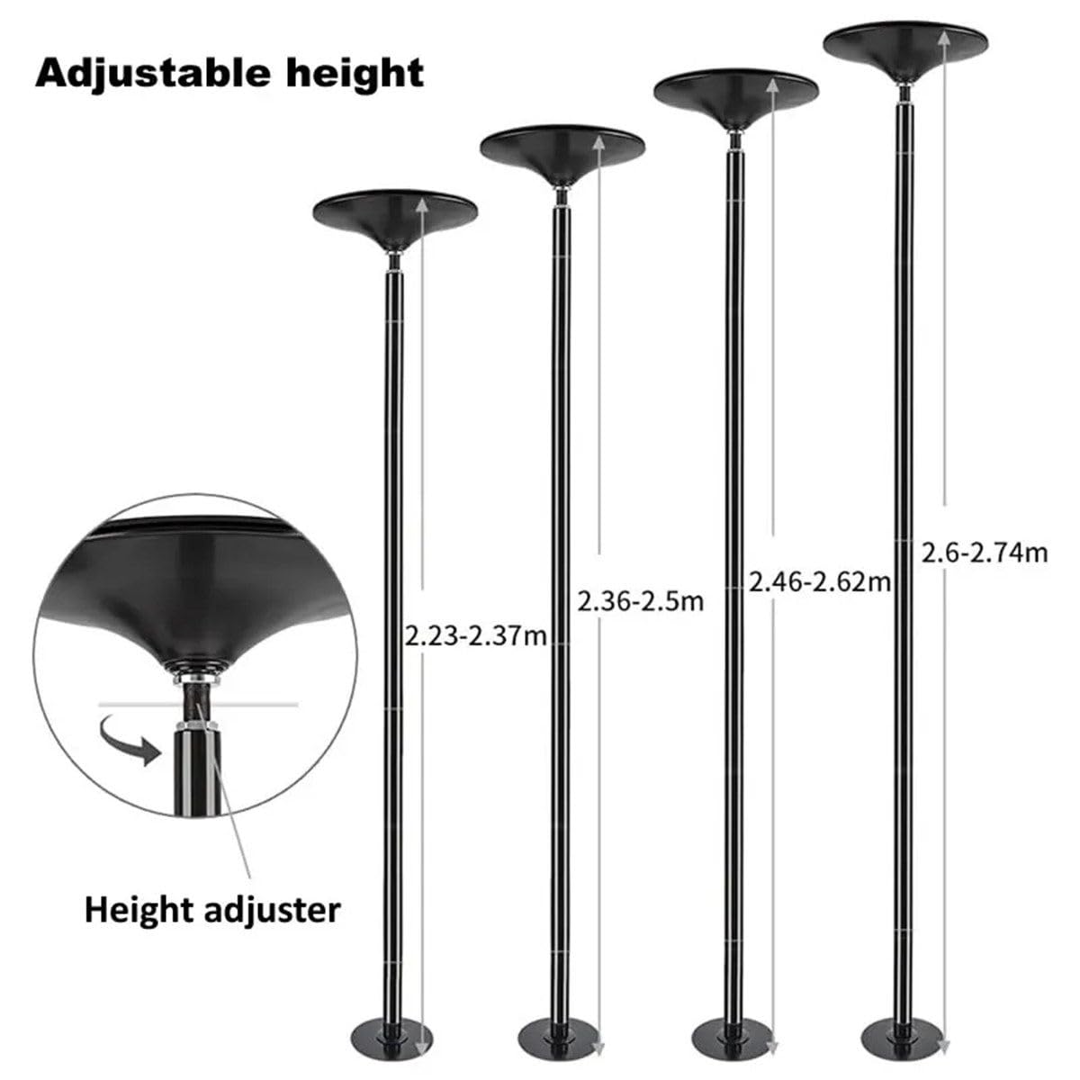 Barre Pôle de Danse Professionnel | Poteau De Fitness Portable/Amovible | Statique Et Rotatif | 45 Mm De DiamèTre | Hauteur RéGlable (223,5~274,5 Cm) | Capacité De Poids : 440 Lb,Black