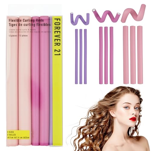 Confezione da 12 pezzi di bigodini flessibili in schiuma di dimensioni assortite, aste ricci per capelli, bigodini senza calore, per ricci e onde a spirale