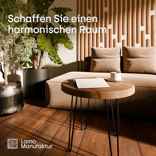 LAMO Manufaktur Holzplatte rund 50 cm aus Naturholz | Tischplatte für Couchtisch, Kaffeetisch, Nachttisch | Stärke: 28 mm | Farbe: Rustikal