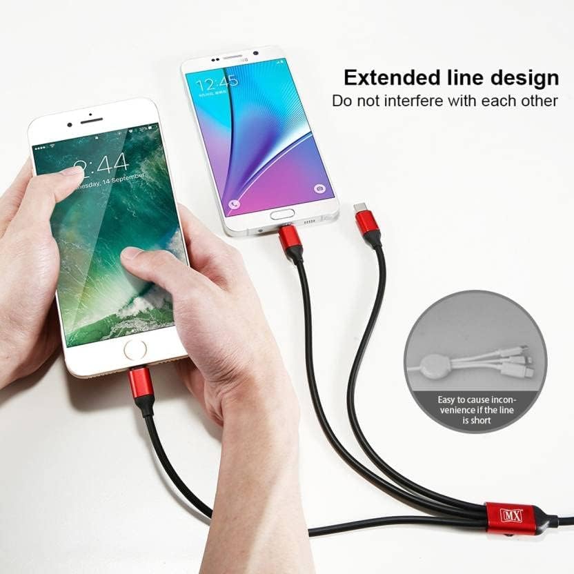 Image of MX Single Socket Extension Board 10 Meter, 6A-13A, 2 USB Ports (5V /2.4A) with 3-in-1 Charging Cable - Power Extension Cord & Fast Charging Cable