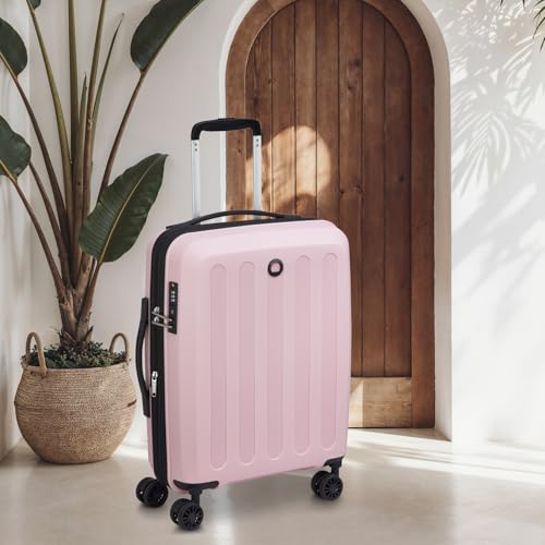 Image of DELSEY PARIS Unlock 55 CM Small Cabin Polypropylene 8 Wheels Pink and Expandable Hard-Sided with Global Warranty 2 Years Trolley Bag /Suitcase /Luggage /Lightweight