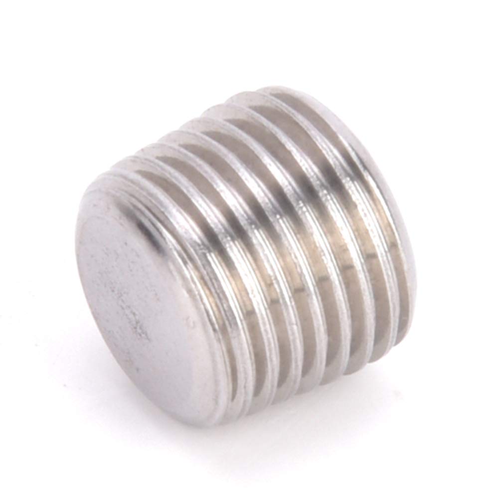 Pissente 304 Stainless Steel Hex Plug Head BSPP Male Thread Pipe Fitting Plug Head 10pcs Inner Hex Design Clear Thread 1 8 to 1 2 in for Pipe Sealing and Maintenance (/8”)