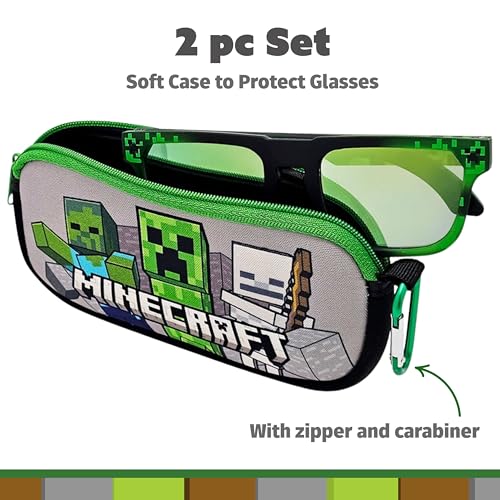 Image of ARKAID Minecraft Boys Sunglasses | Official Minecraft Gear | 100% UV Protection | Official Minecraft Boys Sunglasses and Sports Wraps | Impact Resistant | Gift Idea | Fits Most Kids