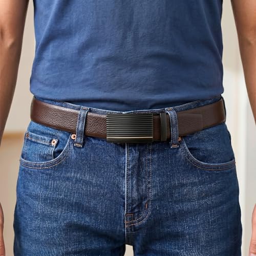 Image of THE MEN THING Mens Genuine Leather Belt | 2 in 1 Reversible (Brown & Black) (1 Pc.) - LUXORIC