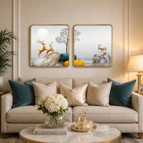 Image of RANDOM Premium Square Wall Painting Set of 2, 38 x 38 cm