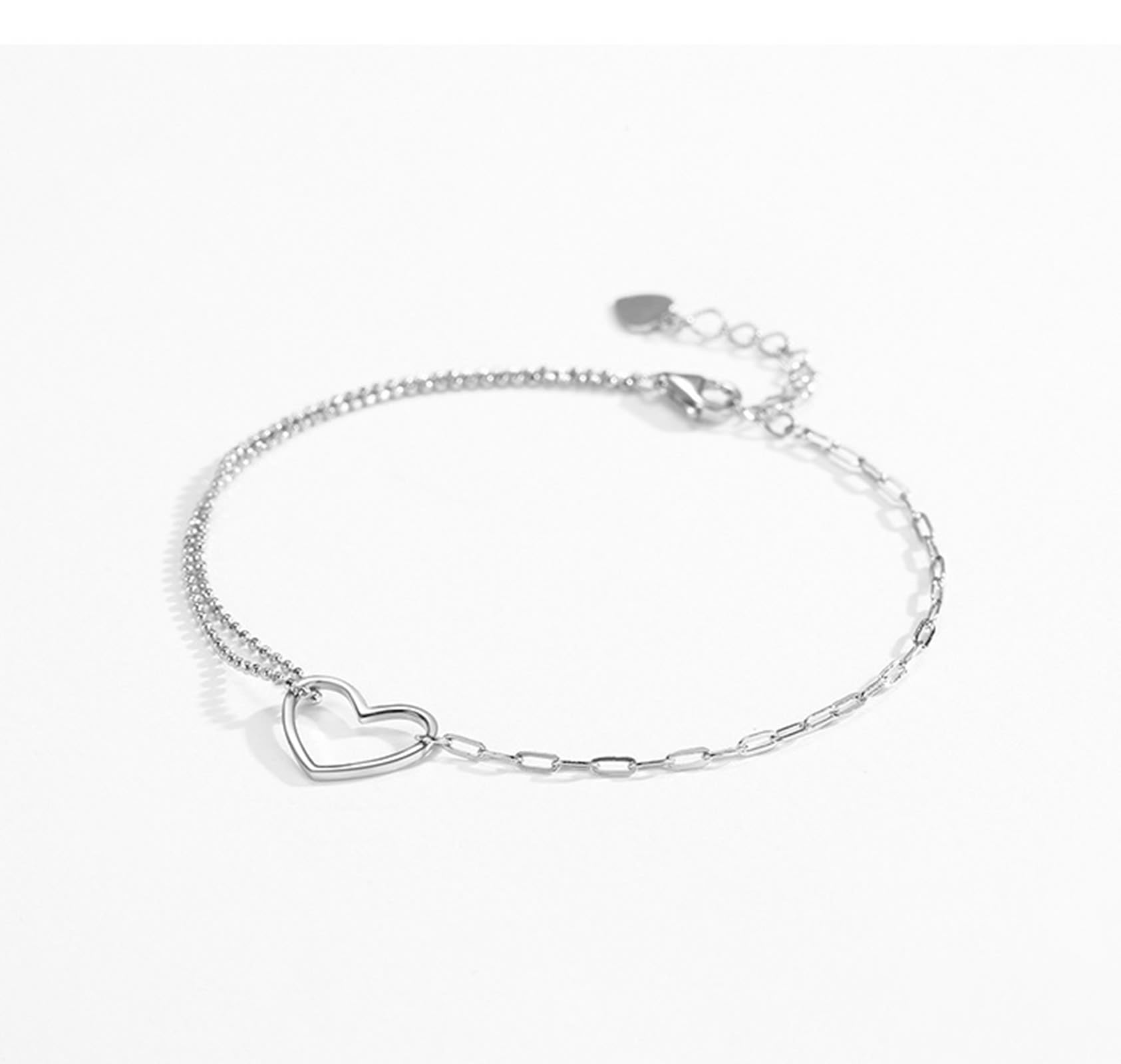 Pulsera de oro de 18 quilates Au750 para mujer, joyas de oro auténtico, pulsera de corazón para mujer, pulseras sencillas, PT950 platino