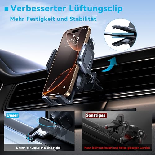 TECKNET Handyhalterung für Auto 2-in-1 – KFZ Handy Halterung für Lüftungslöcher & Getränkehalter, Biegbarer Hals, 360° Drehbar, EIN-Knopf-Freigabe, 100% Kratzschutz für iPhone, Galaxy Alle Smartphones 3