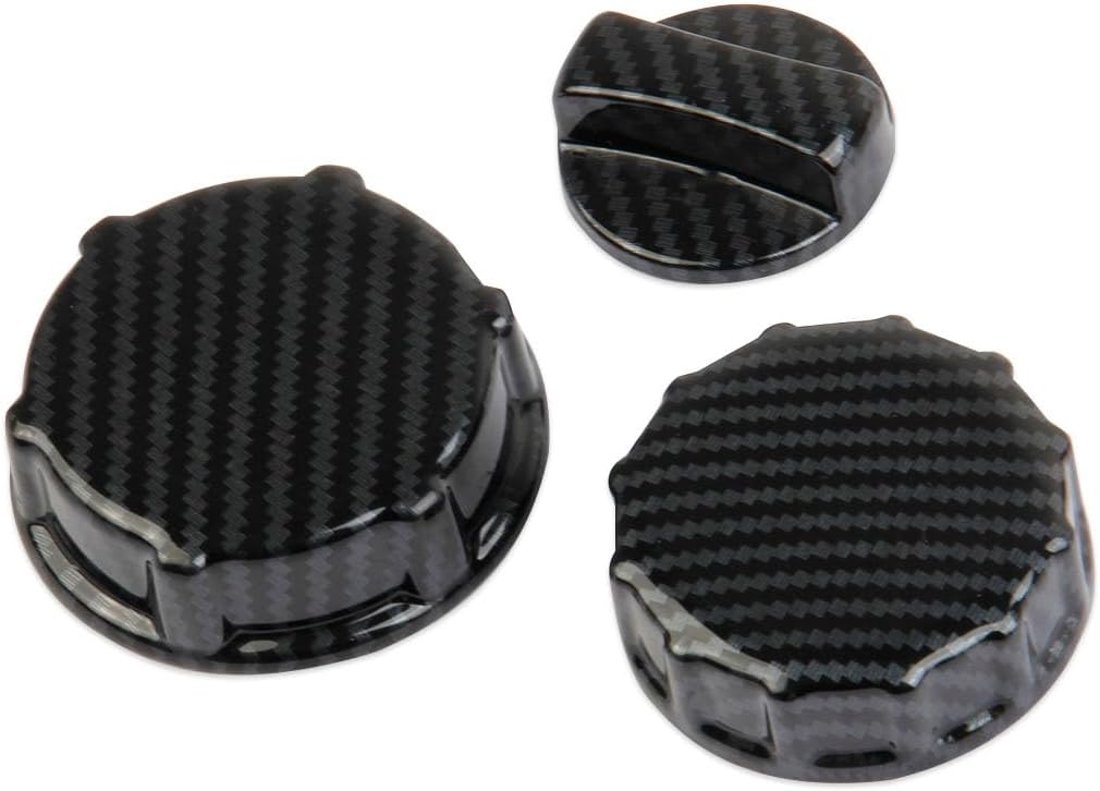 Engine Oil Cap Brake Fluid Cap Antifreeze cap Cover Trim Fit for 2015-2026 Ford Mustang (carbon fiber style)