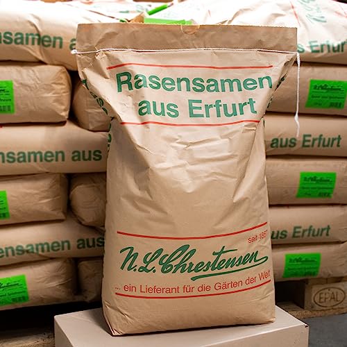N.L Chrestensen 10kg Rasensamen Sport und Spiel für strapazierfähige Spielflächen, Hausgärten und Rasen-Nachsaat, Samen schnellkeimend, robust und dürreresistent, 300-400 qm