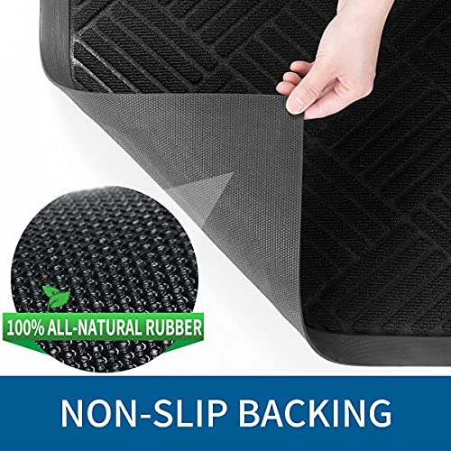 Montvoo-Door Mat- Front Door Mat Outdoor Indoor Entrance-Thick Non Slip Rubber Welcome Mat Indoor Outdoor Mats For Home Entrance Inside Outside Entryway Rugs-Shoe Mat Scraper-Black-17”X30” #TOP3