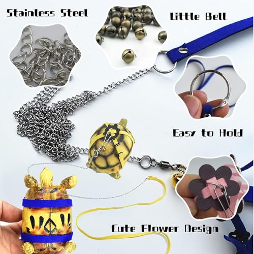 Adjustable Harness & Leash Set Strap for Turtles Small Pet Leash Walking Rope for Tortoise Outdoor Walking Training Control Rope (Blue,S)