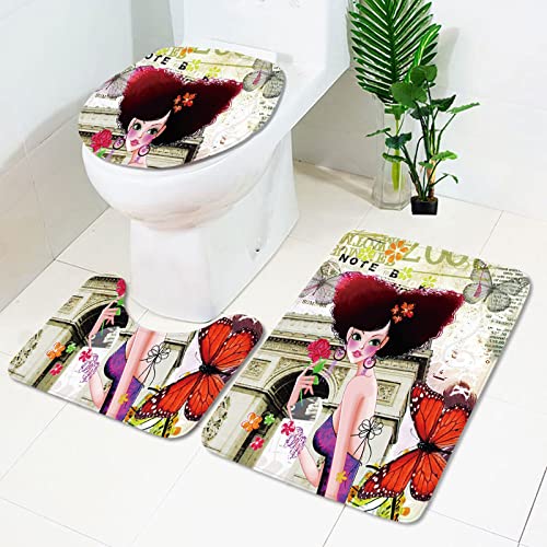 Badematten Set 3 teilig,Toilettenmatte Set,3er Badgarnitur Badezimmer Matte Set Dusch Bade Matte Vorleger Teppich 3D…