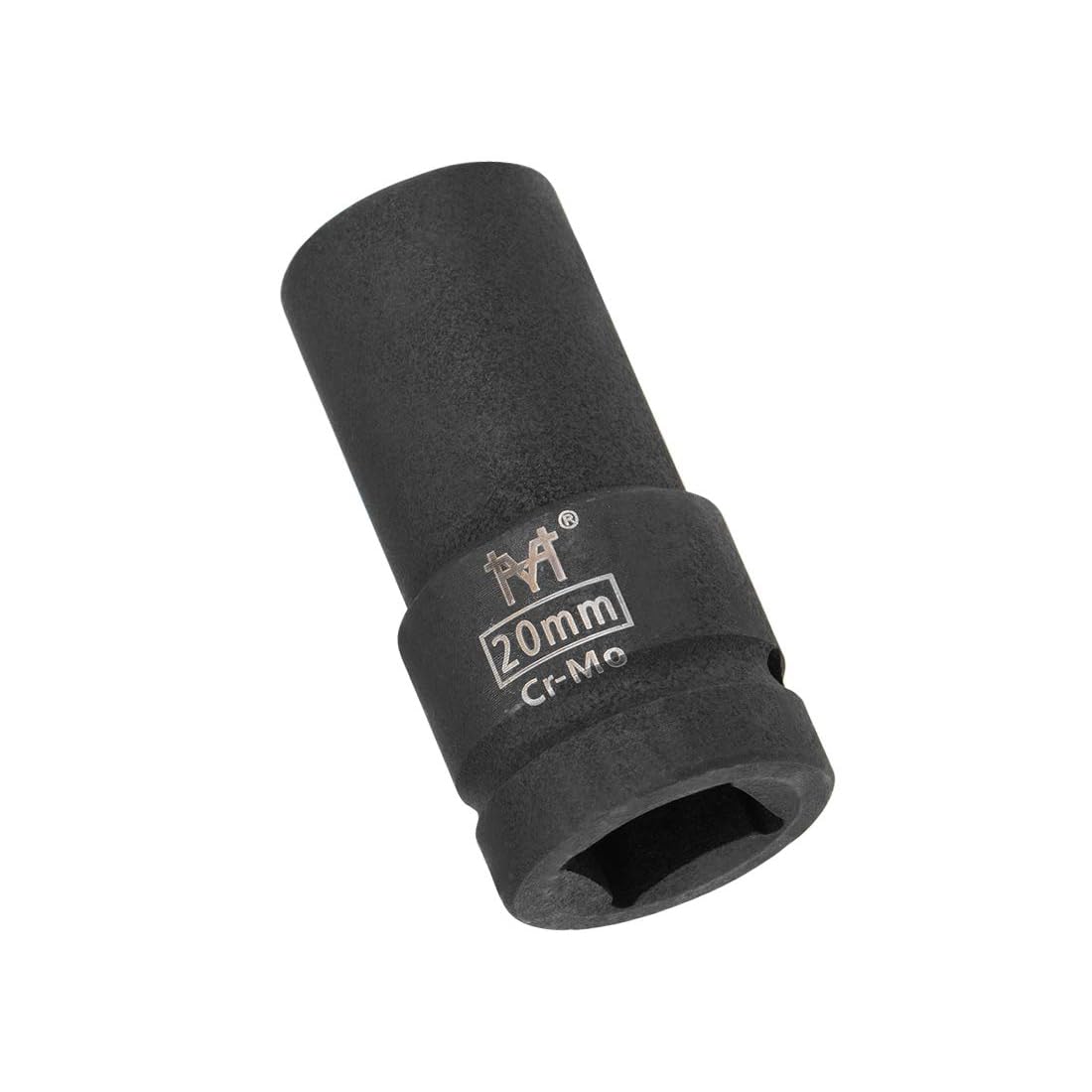 MACHSWON 3/4 Inch Drive - 20mm Deep Impact Socket with 6 Point Design, Heat-Treated Cr-V Steel 78mm Length, Metric Sizes