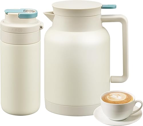 Paquete de 2 jarras térmicas de café de 49 onzas y botella de agua aislada de 15 onzas, jarras térmicas al vacío de acero inoxidable y botella de disponible en Yaxa Colombia