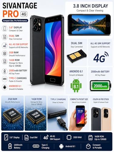 Image of SIVANTAGE PRO 3.8 INCH Display 4G Smartphone All 4G SIM Support Android(Color Depend on Stock)
