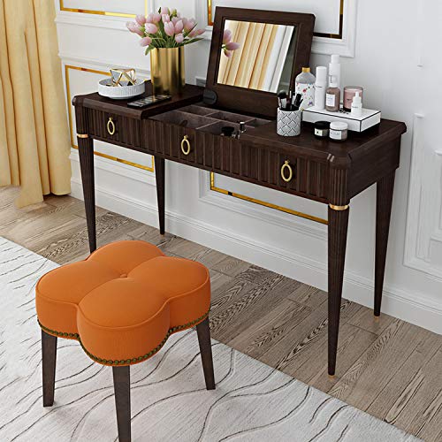 Taburete de tocador de madera maciza en diseño de banco para dormitorio 5