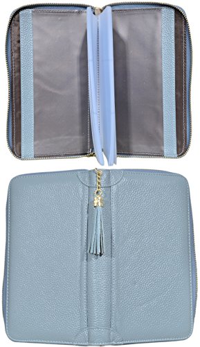 Stylish RFID Blocking Leather Credit Card Holder Wallet for Women - Easyoulife Light Blue Zipper Case - Image 5