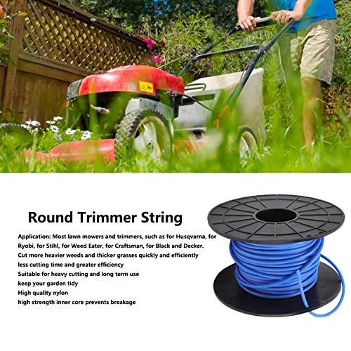 Linha de aparador de cortador de grama redondo 4 mm de espessura 30 m de comprimento azul substituiç
