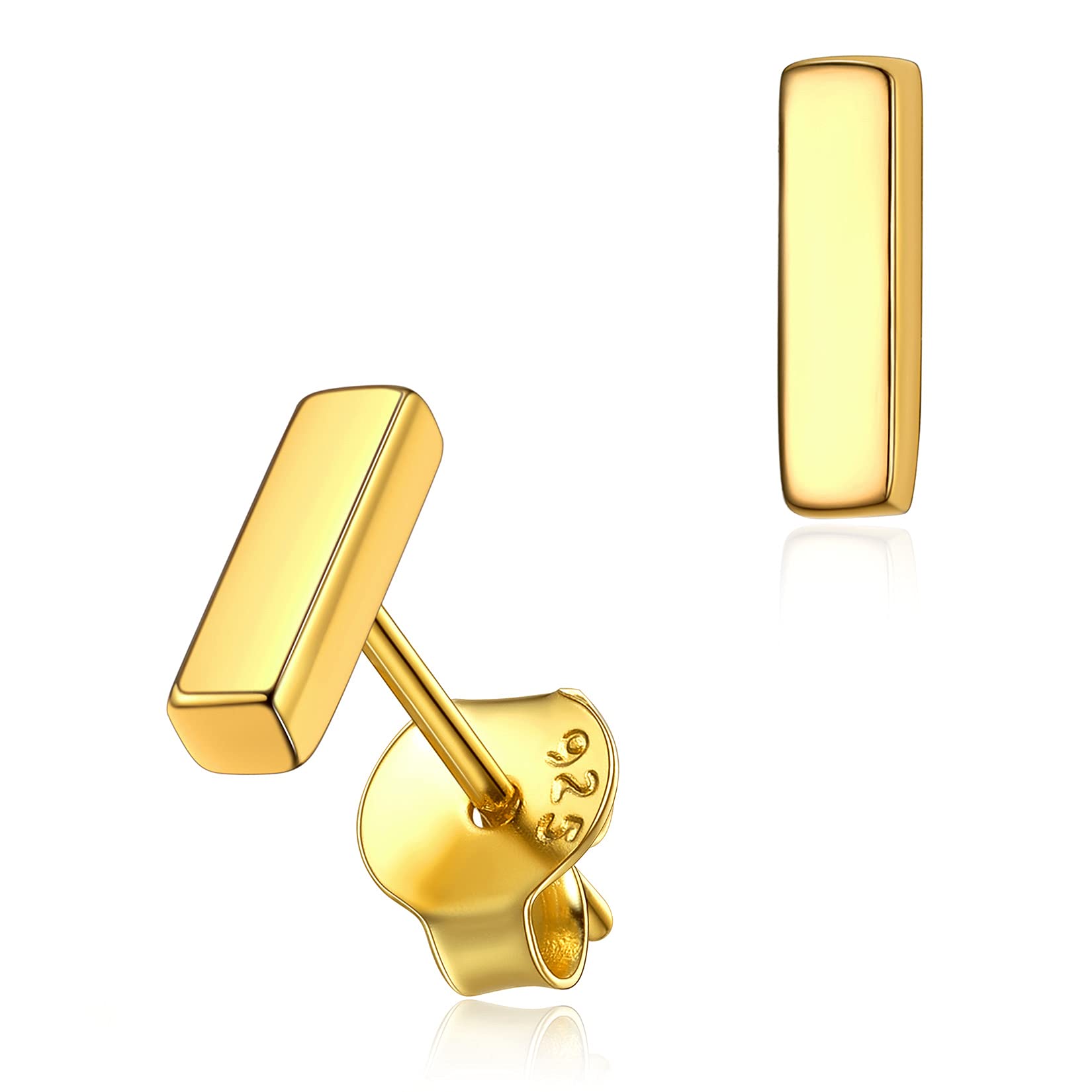 Silvora2 Pcs Letras Plata Pendientes de Tuerca, Pendientes Plata Pequenos para Mujeres Chicas Hombres Chicos, 3 Opciones de Tonos