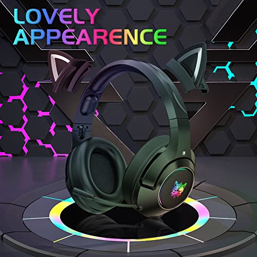 YTFU Stereo Gaming Headset with Mic for PC/PS4/PS5/Xbox One,Wired Gaming Headphones with RGB LED Light,Noise Cancelling Over-Ear Headset with Surround Sound,Detachable Cat Ear Headphones for Boys Men - Image 6