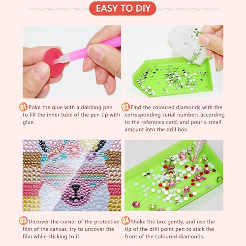 Kit peinture diamant 5D princesse KEYRANKE par 2 pour débutant 30x30 cm - 5