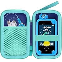 Baval Hard Carrying Case for Luoba/Luyiilo/KOKODI/WEOLULI/DIGIGOOD/Joozfee/Luyiilo Kids Smart Phone Toys,Compatible with Mini Smart Phone Toys with 2.8\" Touchscreen (Blue Case,Mint Zipper)