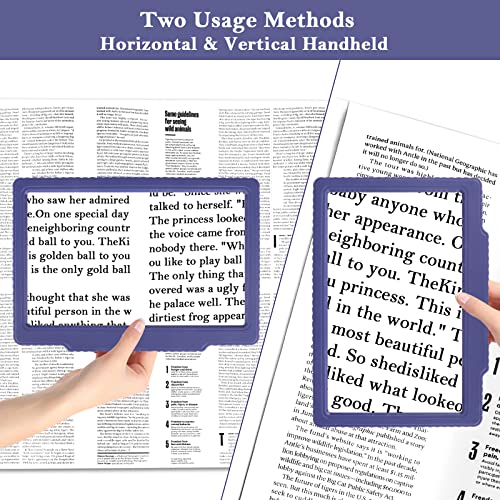 5X Full-Page Magnifying Glass For Reading, Handheld Lightweight Magnifier Provide Large Page Viewing Area Perfect For Reading Small Prints And Low Vision Person Blue #TOP3