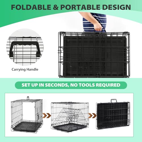 Image of BestPet | Dog Crate | 18 inch | Black | Foldable Metal Kennel with Single Doors