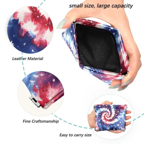 Coin Purse for Women American Flag Tie Dye Swirl Coin Pouch Change Holder PU Leather Mini Wallet Portable Coin Bag Money Pocket2