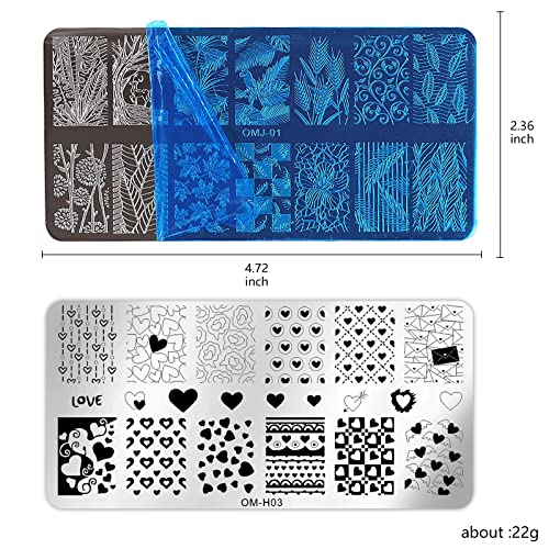 Loveourhome Valentine Nail Stamping Kit 7Pc Flower Butterfly Geometric Nails Stamping Plate Stencil With Silicone Stamper Scraper Stamp Tools For Women Girls Kids #TOP3