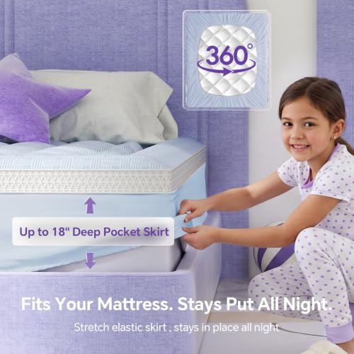 Image of ChiXpace Twin Mattress Topper, Viscose Derived from Bamboo, Soft Pillow Top | Cushioned Support, Breathable Mesh Sides, Memory Foam Blend Fill, Softens Firm Twin Beds, Teen Bedrooms, Guest Rooms, Rentals
