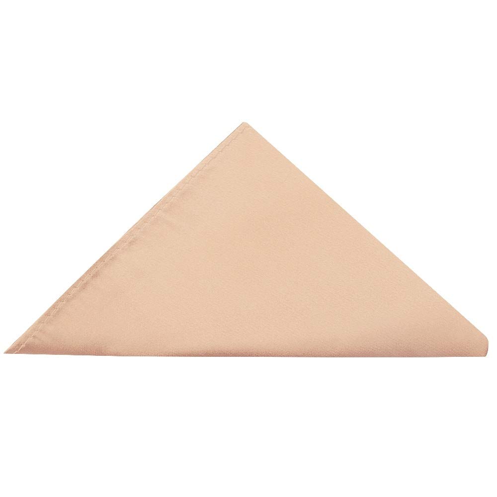 TIES R US Plain Light Peach Satin Silk Pocket Square
