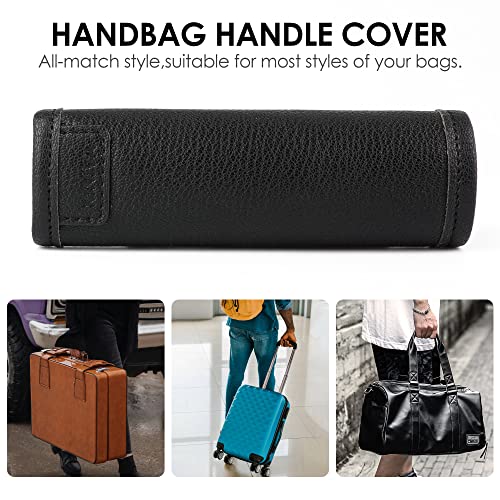 KINIVA 2 Pack Set Black Vegan Leather Luggage Handle Wraps, Luggage Identifiers Tags Markers for Suitcase, Travel Accessories4