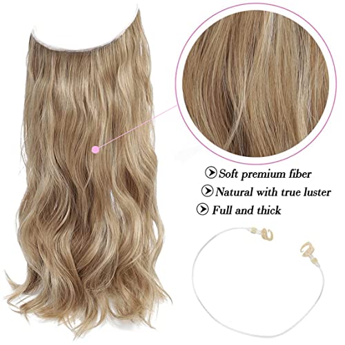 Secret Hair Extensions 12 Inch Dark Blonde Hairpiece Invisible Wire Hairextensions Clip in Synthetic hair Pieces for Women Natural Wavy hairextension - Image 3