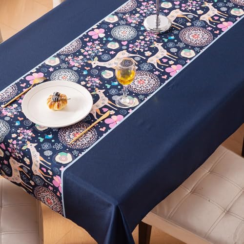 Image of HOKIPO Modern Grace Table Cloth for 4 Seater, 55x71 in, Blossom Stag