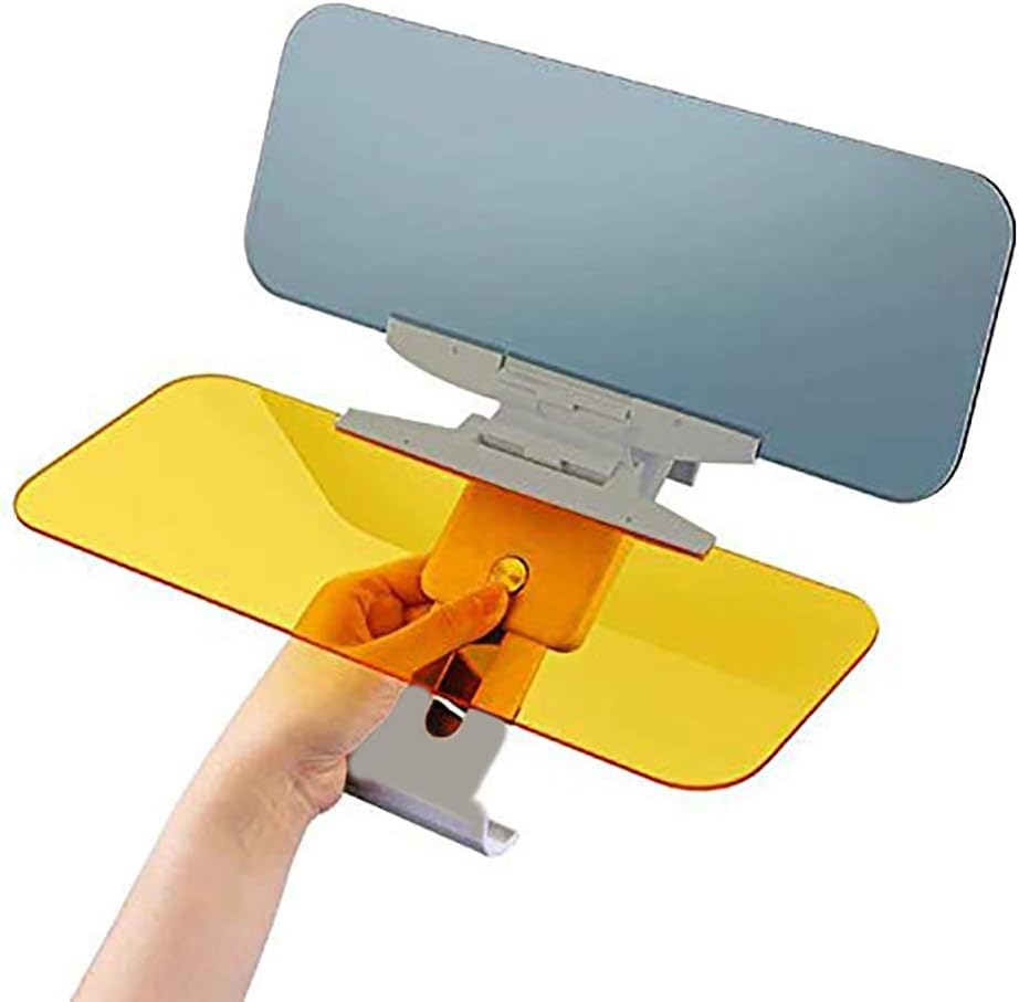 Car Sun Visor, [Upgrade] Automobile Windshield Visor, 2 in 1 Anti-Glare Visor Day and Night Car Visor Extender, HD Anti-Glare Dazzling Goggle Day Night Mirror Vision (Gray Base)