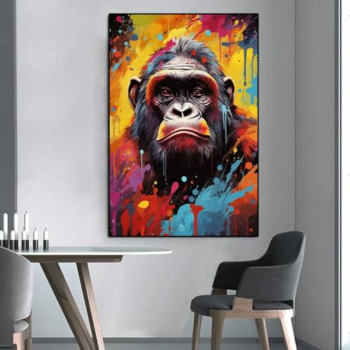 Affiche abstraite singe graffiti art mural 50x75 cm