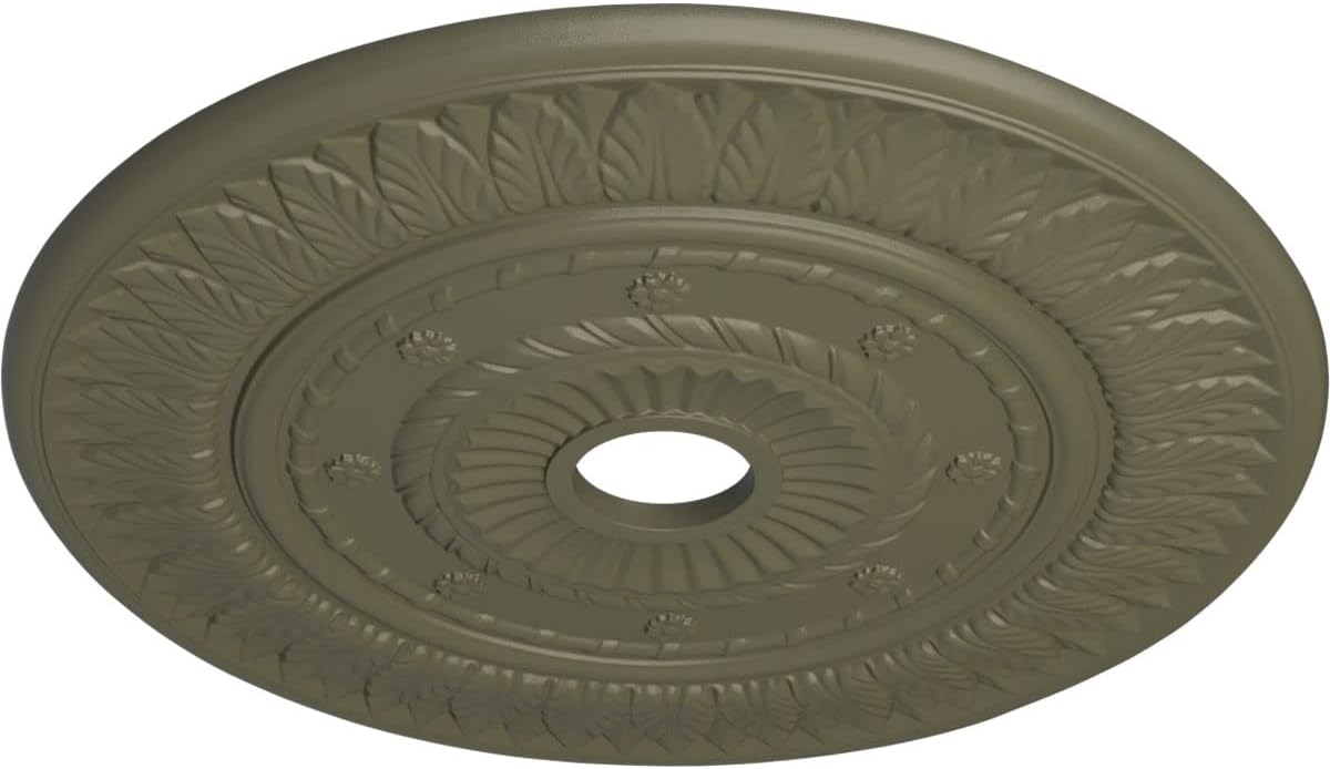 Ekena Millwork CM26LFSSF - 26 3/4"OD x 3 5/8"ID x 1 1/8"P Leaf Ceiling Medallion (Fits Canopies up to 3 5/8") - Ceiling Medallion, Spartan Stone