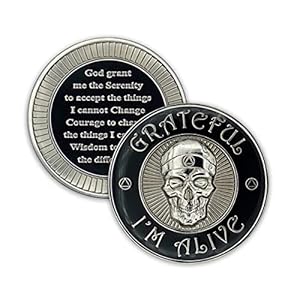 Grateful I’m Alive Sobriety Chip | 3D Sculpted Affirmation AA Coin (Silver)