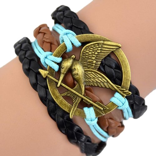 The Hunger Games Charm Bracelet Brown and Black Bracelet Best Friendship and Gift (Blue)
