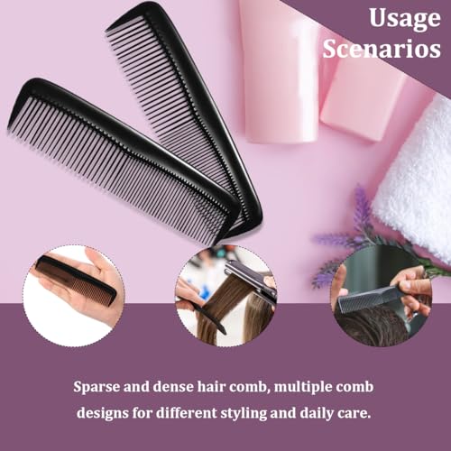 4PCS Hair Comb Portable Pocket Plastic Hair Combs Fine and Standard Tooth Combs Black Mens Combs for Women Men Hairdressing Barber Hair Care Tool - Image 5