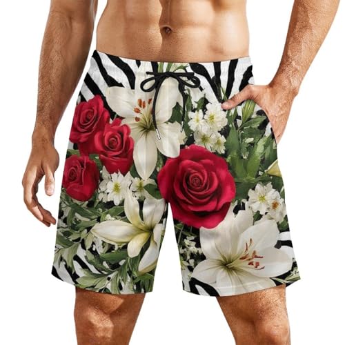 Supdreamc Men's Big & Tall Swim Trunks Board Shorts Basic Beachwear with Pockets2