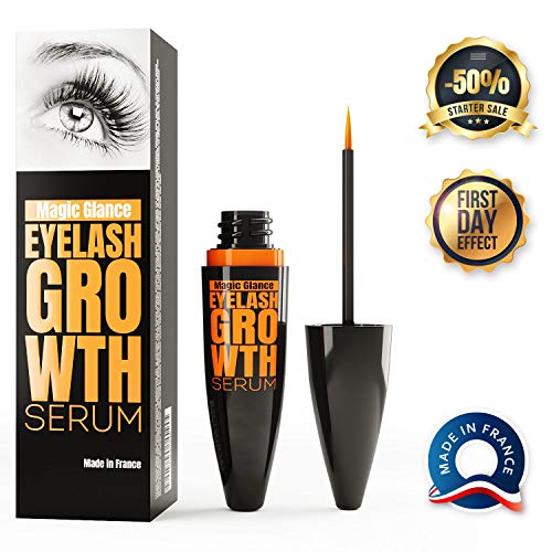 Natural Eyebrow and Eyelash Growth Serum - MADE IN FRANCE - Extra Big Tube 0.3Oz - Fast Results in 10 Days - High Potency Formula for Rapid Growth, Treatment & Care (0.3OZ)