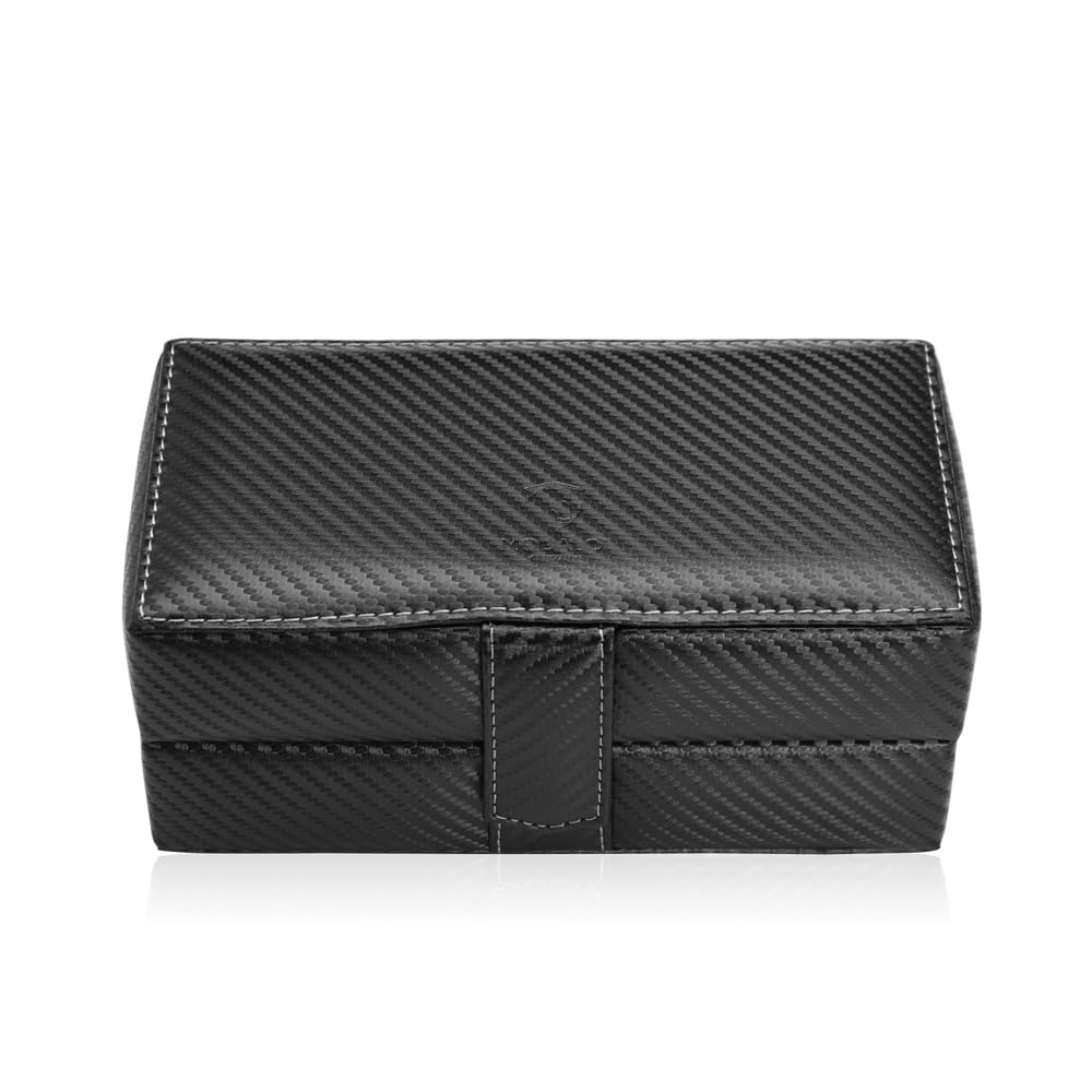 MODALO Gallante Uhrenbox für 3 Uhren – Elegante Uhren Aufbewahrungsbox mit weichem Innenfutter – Stilvolles Design für Damen & Herren (Mattes Carbon)